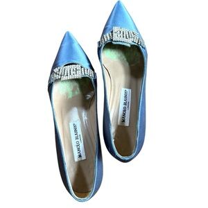 Manolo Blahnik Satin low pump with Crystal Embellishment